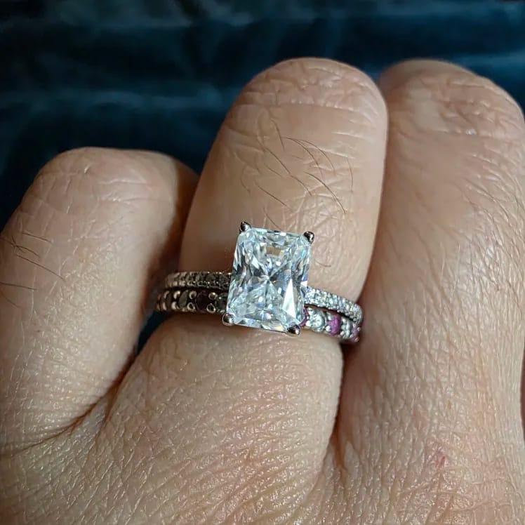 Customer photo review of 4 Carat Radiant Cut Moissanite Ring