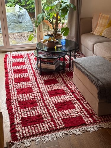Customer photo review of Custom Beni Ourain Rug | Navy Blue and White Chevron Geometric