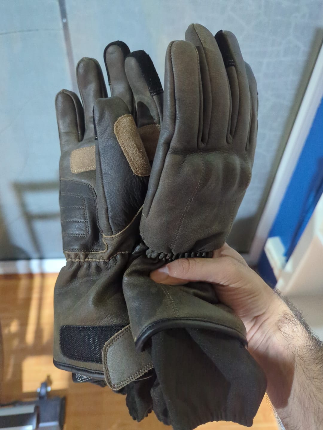 Customer photo review of GEN 2 'The Original' Double Length Gauntlet | Extra Long Warm Motorbike Gloves | Retro Brown Distressed Leather