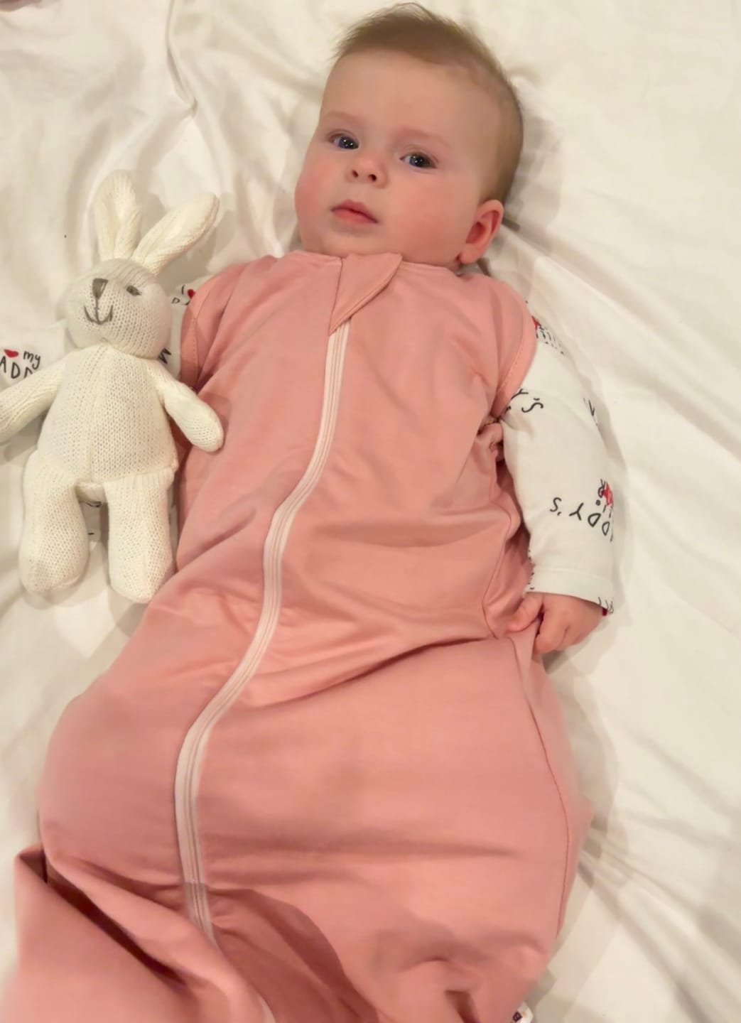 Customer photo review of sleeping bag pink | 3-12 Months | 1 Tog