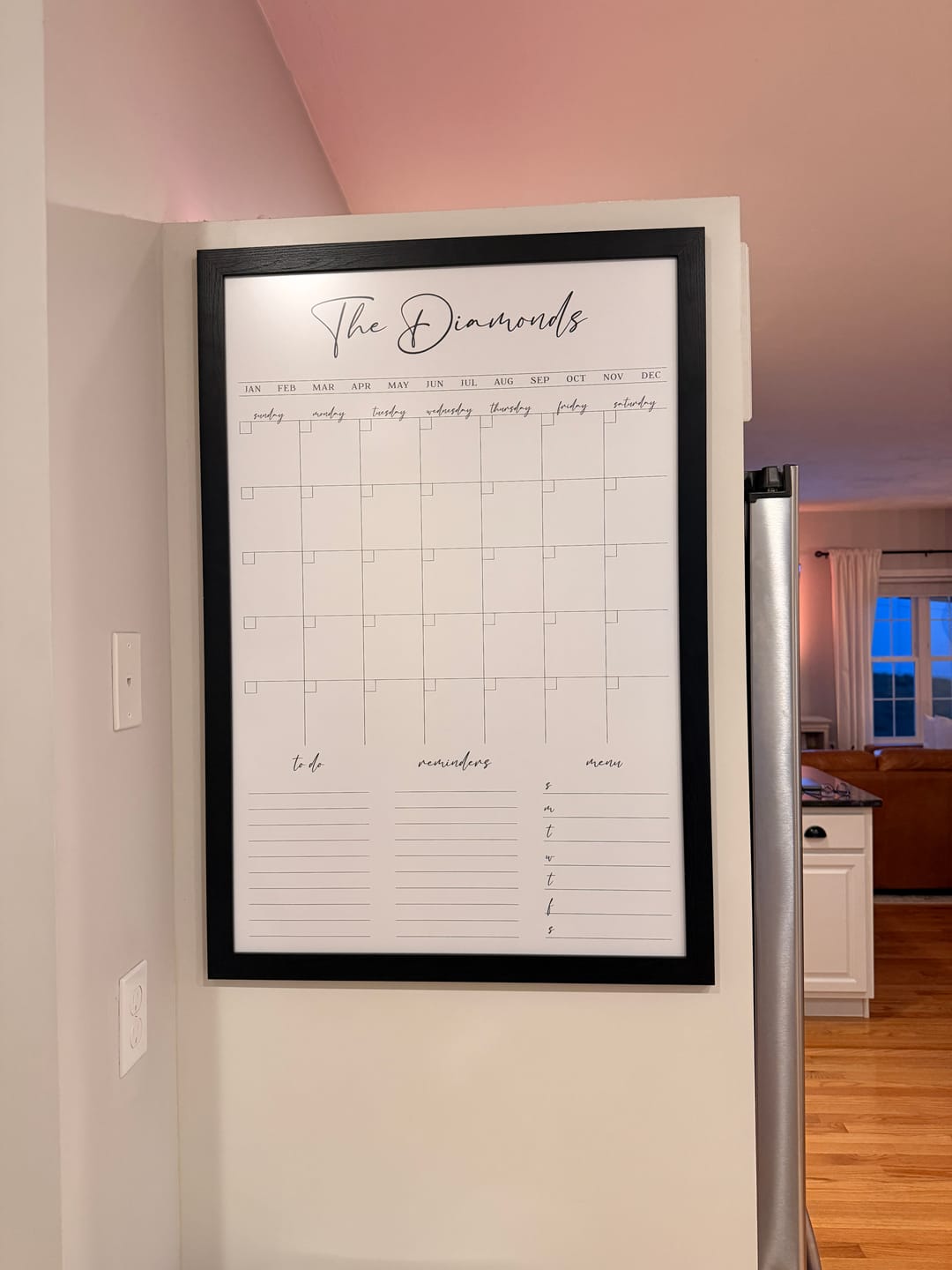 Customer photo review of Monthly Framed Whiteboard Calendar + 3 sections | Vertical Pennington