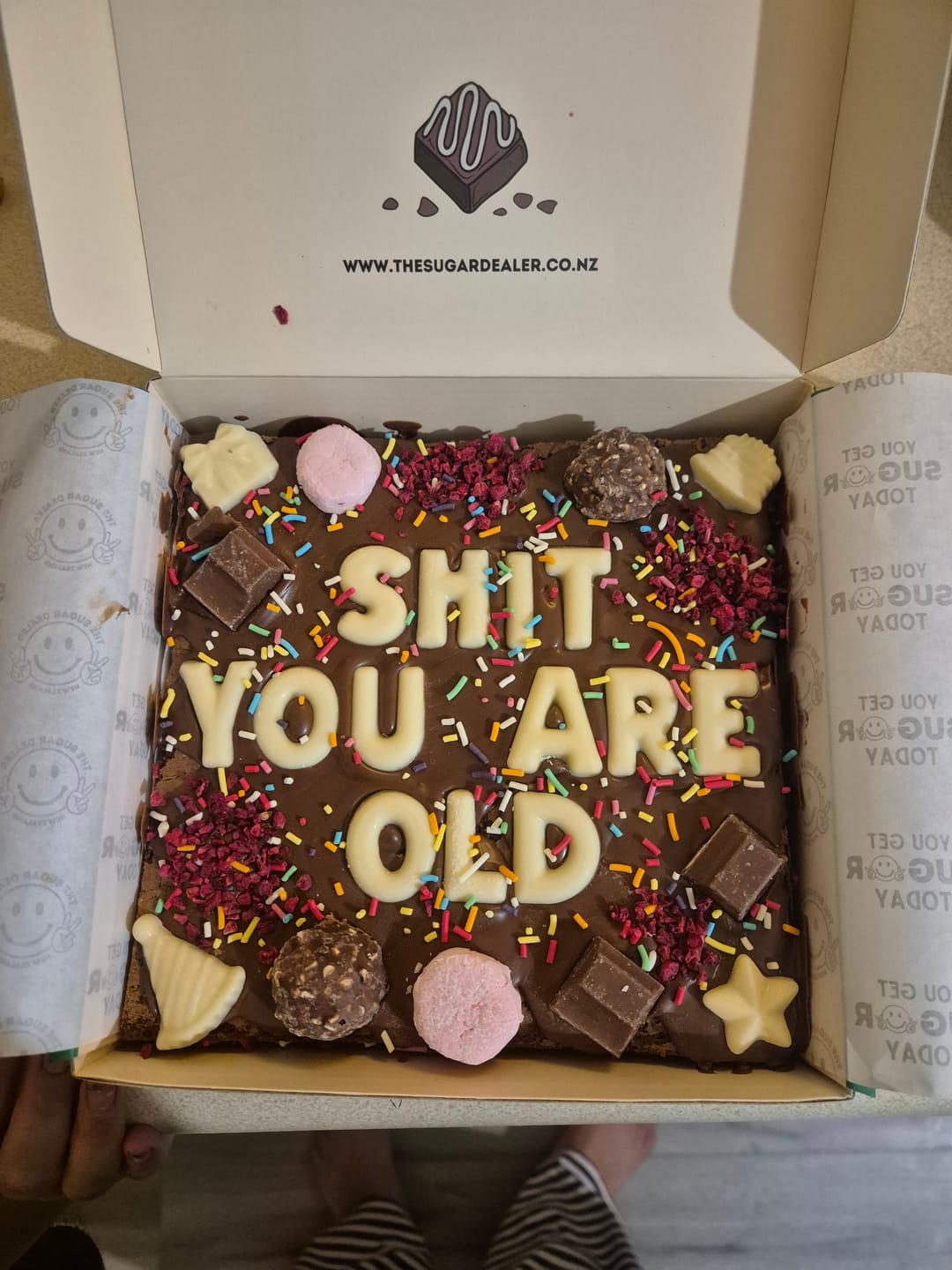 Customer photo review of Custom message birthday brownie