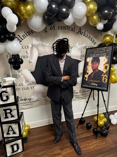 Customer photo review of Personalized Graduation Welcome Sign Canvas - Custom Photo Welcome Sign Canvas - Graduation Gifts