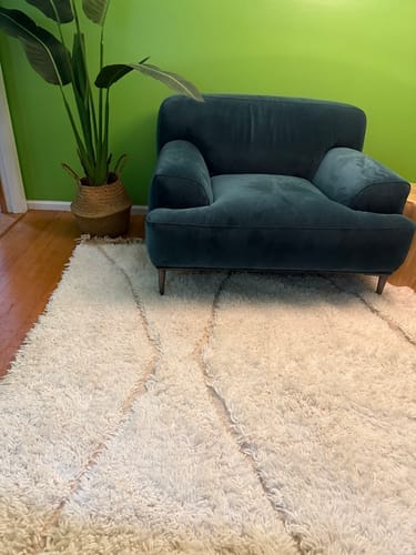 Customer photo review of Custom Beni Ourain Rug | Navy Blue and White Chevron Geometric