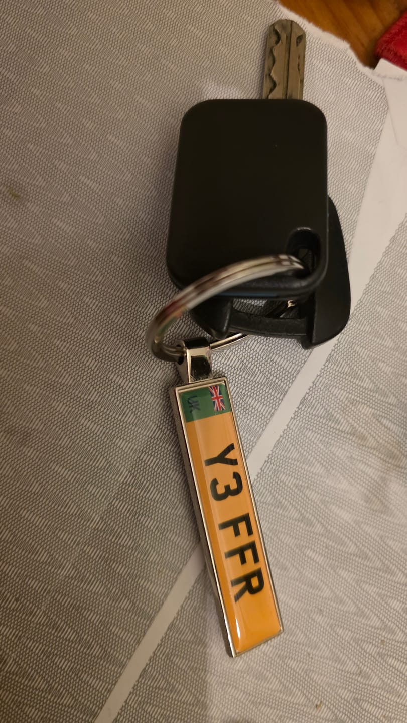Customer photo review of Personalised Metal Number Plate Keyring