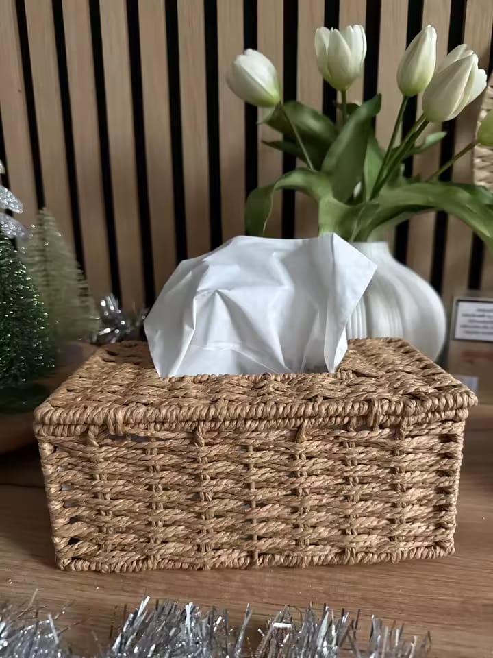 Customer photo review of Handwoven Rattan Tissue Box
