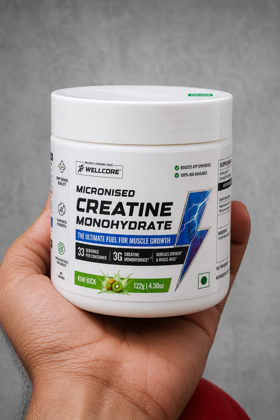 Customer photo review of Wellcore - Pure Micronised Creatine Monohydrate | Kiwi Kick (122g, 33 servings)
