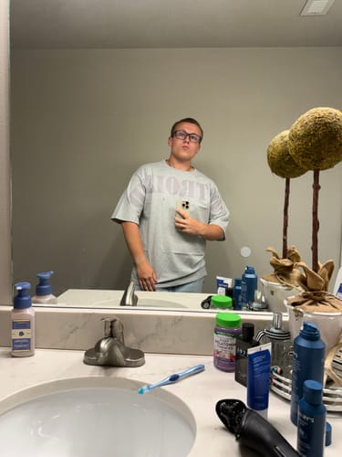 Customer photo review of Silver Gray Lightweight Tee