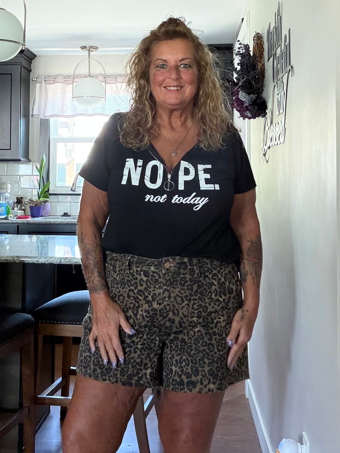 Customer photo review of Judy Blue High Waist Rigid Magic Leopard Print Shorts
