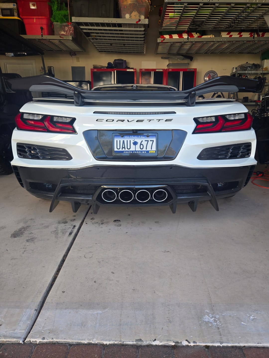 Customer photo review of C8 Z06/ERay Corvette Carbon Fiber Rear Bumper Diffuser Exhaust Tail Pipe Surround Trim Cover
