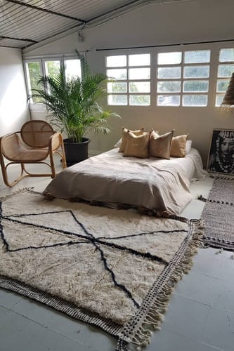 Customer photo review of Custom Beni Ourain Rug | Navy Blue and White Chevron Geometric