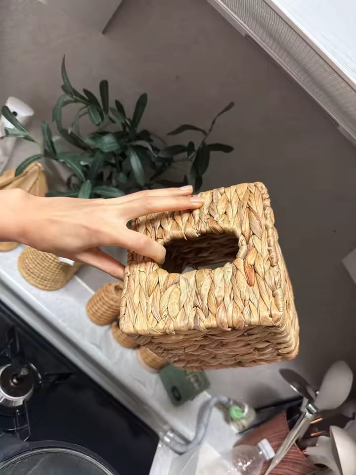 Customer photo review of Handwoven Rattan Tissue Box