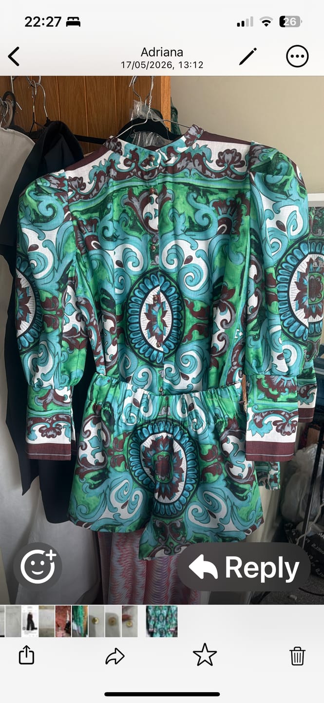 Customer photo review of Green Ornamental Paisley Fabric by the Metre