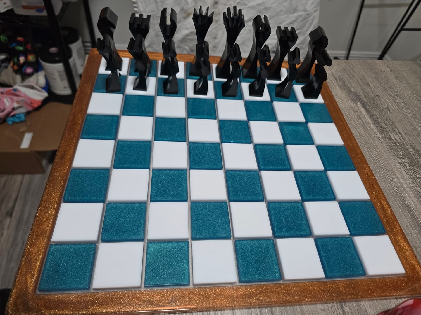 Customer photo review of 14.5x14.5x0.5" Medium Chess Board Silicone Mold With 1.5" Squares