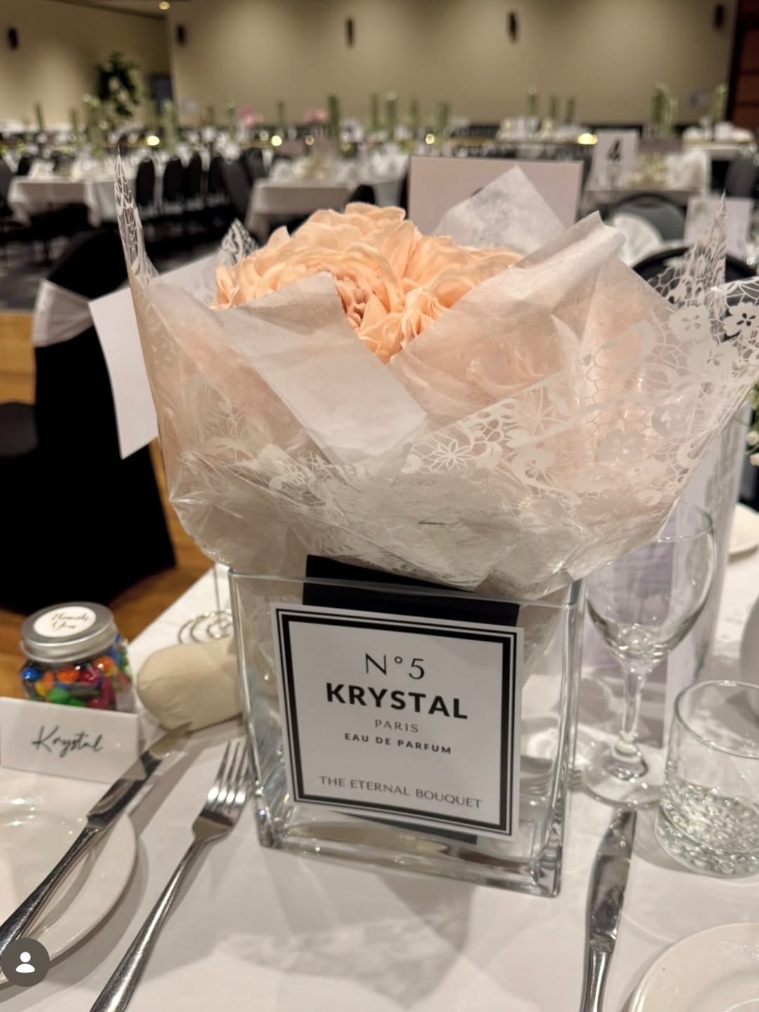 Customer photo review of Personalised Glass Vase - Scented Mixed Blush Bouquet