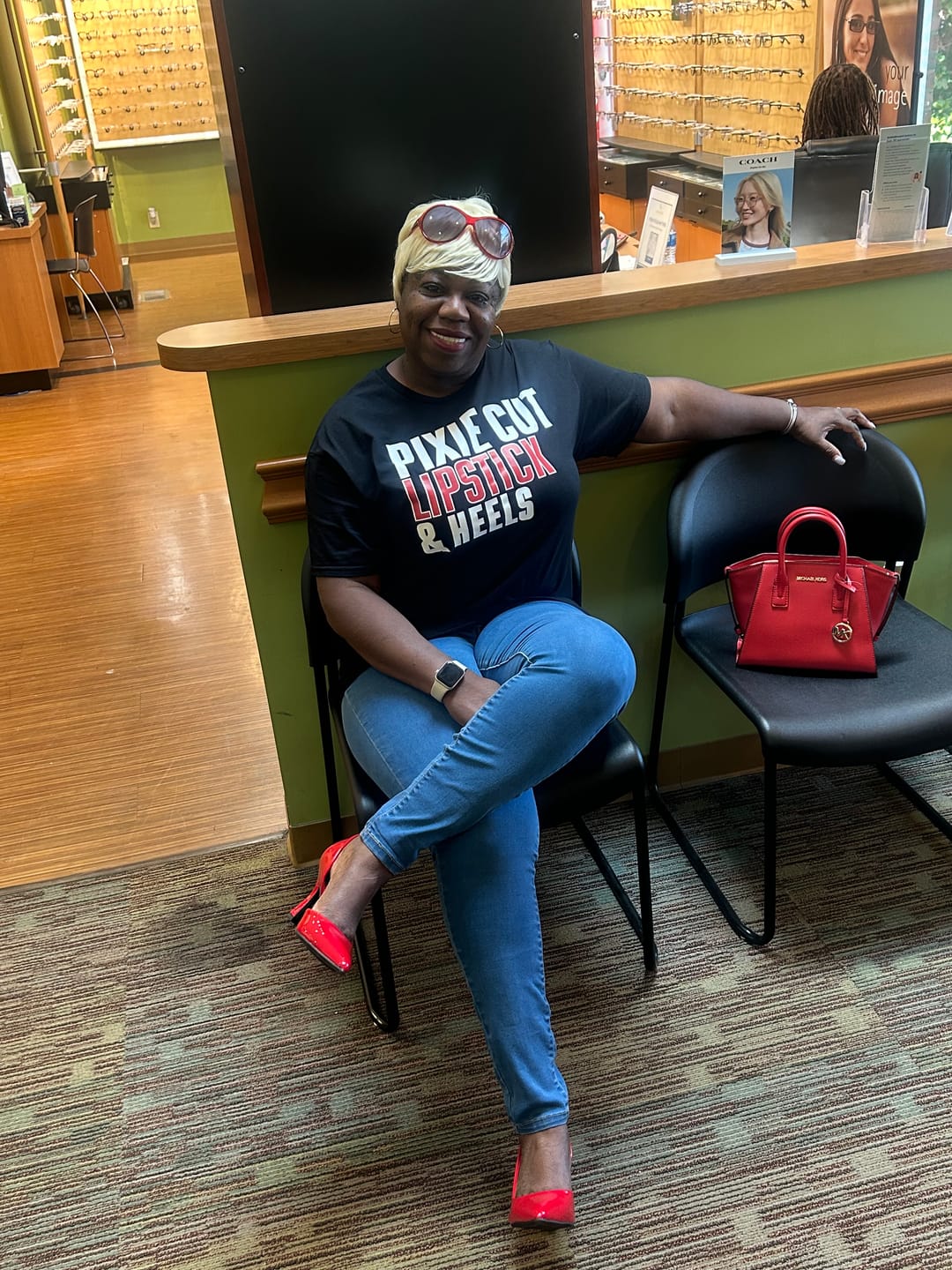 Customer photo review of Pixie Cut, Lipsitck, & Heels Tshirt