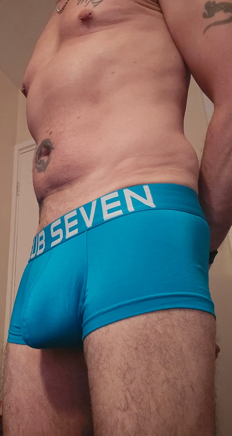 Customer photo review of Legacy Topaz Blue Trunks
