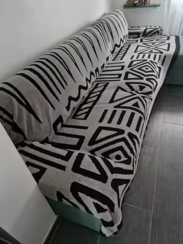 Customer photo review of Velvet Sofa Cover – Geometric Jacquard Protector