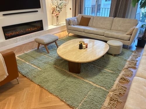 Customer photo review of Custom Beni Ourain Rug | Navy Blue and White Chevron Geometric