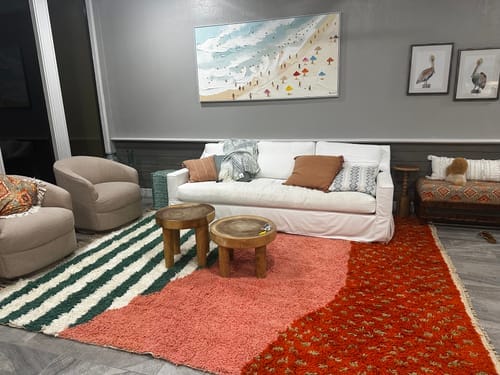Customer photo review of Custom Beni Ourain Rug | Navy Blue and White Chevron Geometric