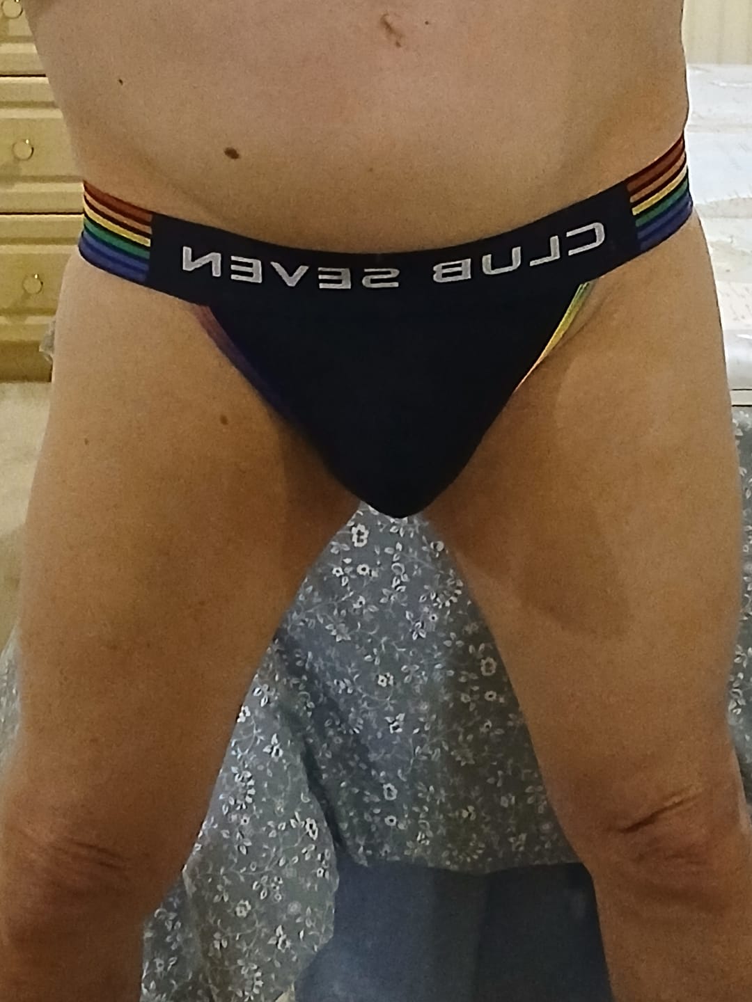 Customer photo review of Rainbow Pride Navy Tanga Briefs