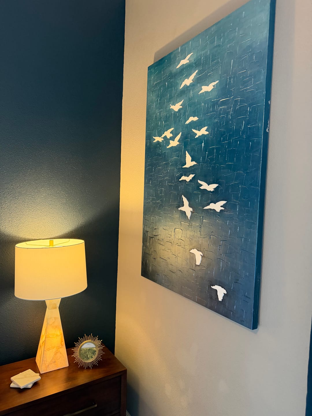 Customer photo review of Bird Flock Art | Moody Elegant Vibe