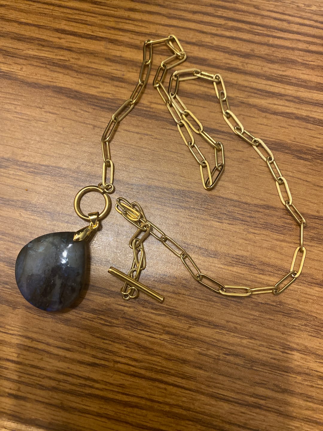Customer photo review of Truth Seeker Labradorite Drop Necklace