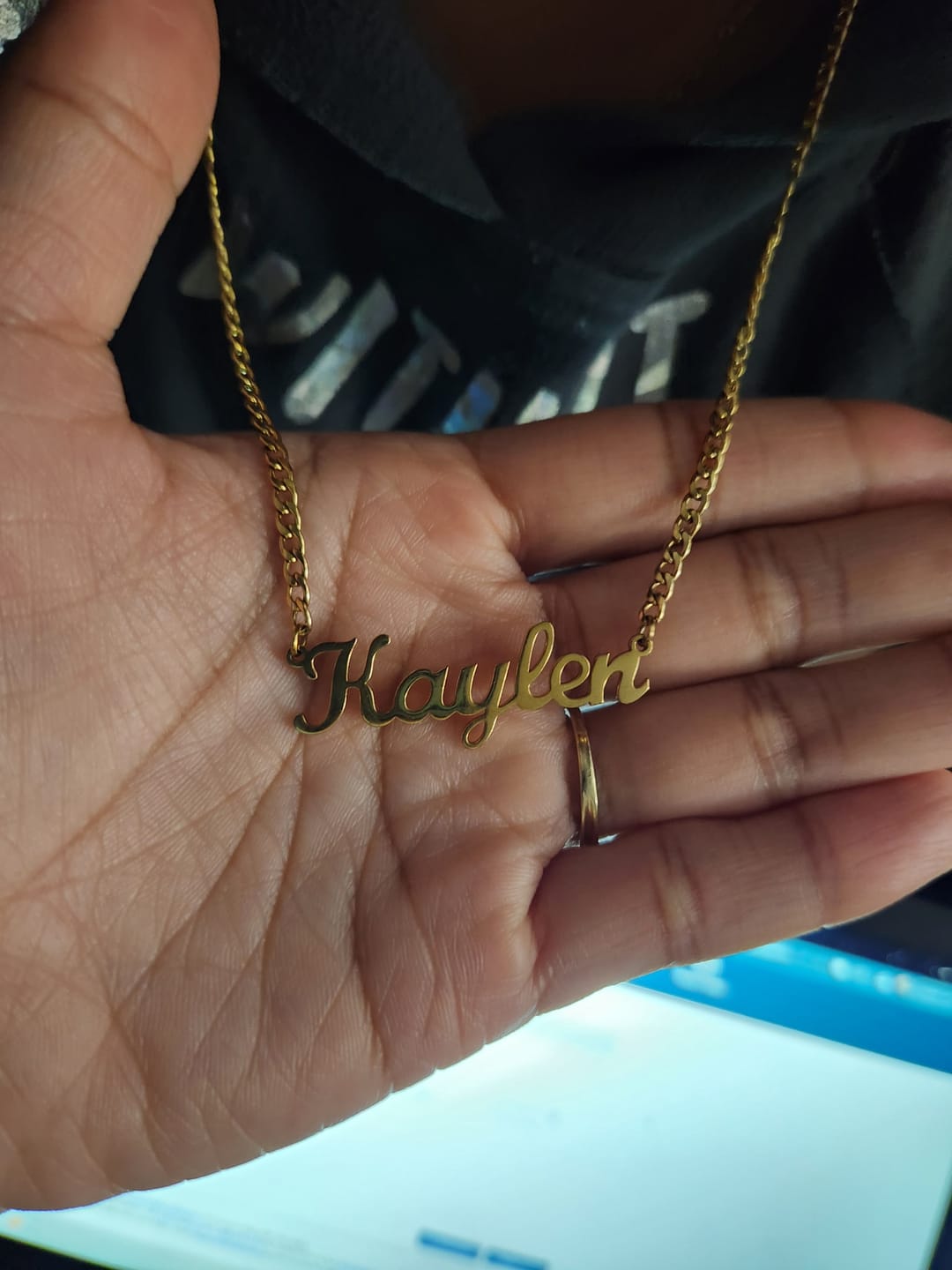 Customer photo review of Kids Custom Name Necklace w/ Cuban Chain