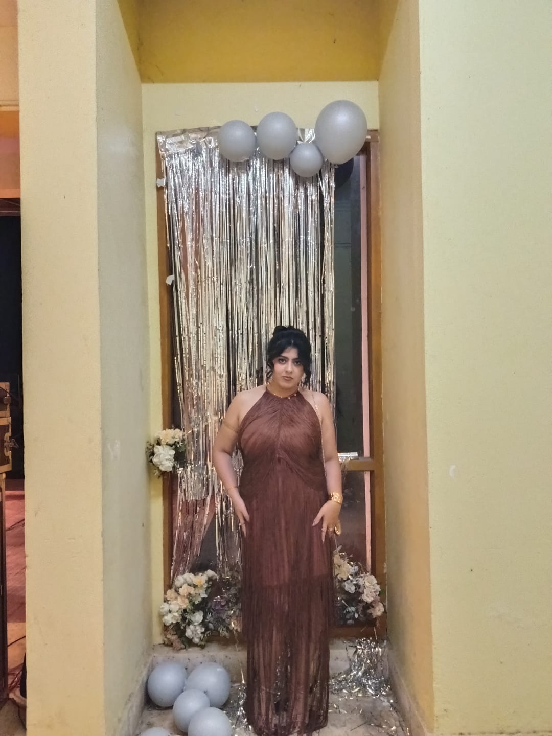 Customer photo review of Roman Fringed Maxi Dress