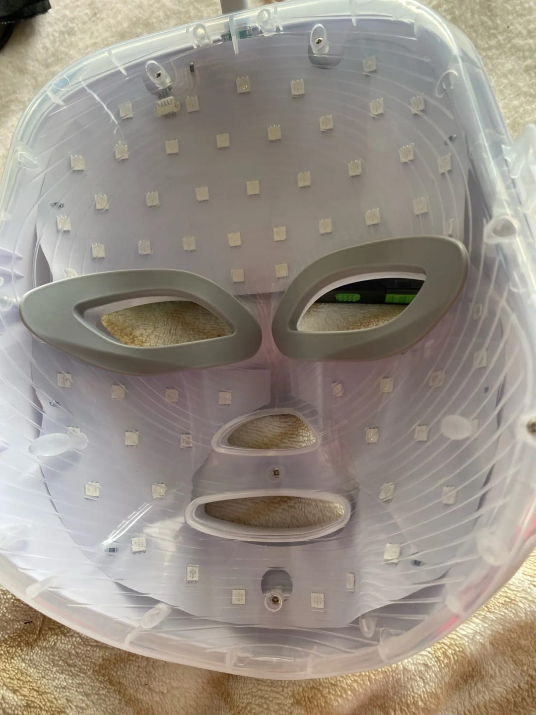 Customer photo review of 7 colors LED facial mask for At-Home Beauty Care