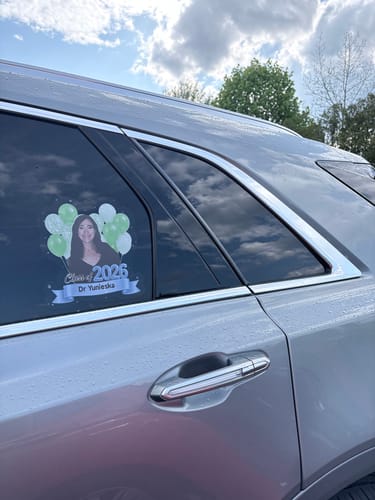 Customer photo review of Personalized Photo Class Of 2026 Graduation Car Window Decal Sticker