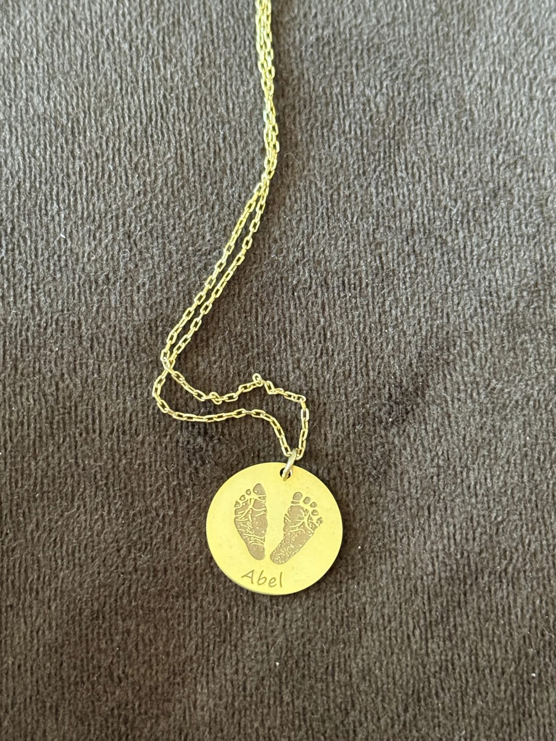 Customer photo review of Baby Footprint Necklace