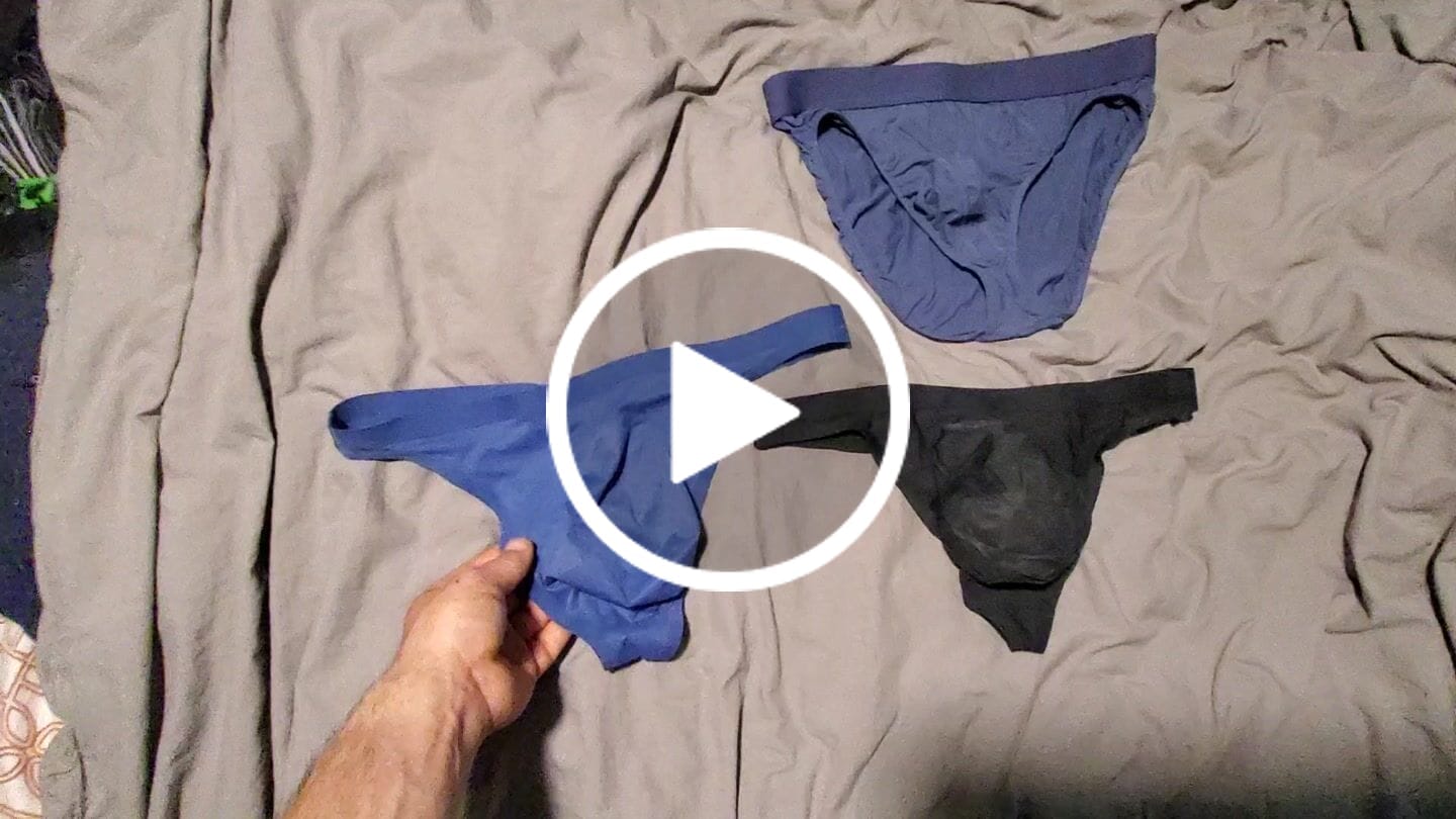 Customer video review of Brushed Nylon Seamless 0in Thongs No Fly 3pk Black/Nightfall/Red Stone