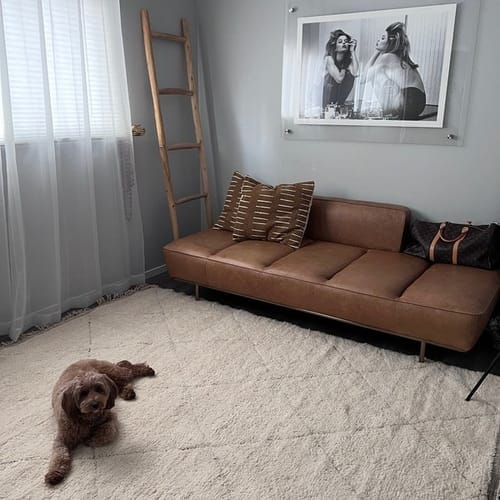 Customer photo review of Custom Beni Ourain Rug | Navy Blue and White Chevron Geometric