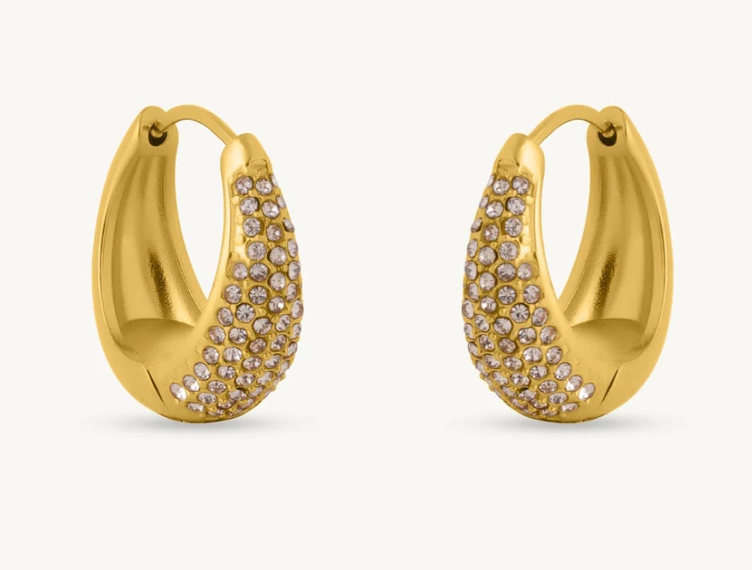 Customer photo review of Gleam Line Minimal Hug Hoops