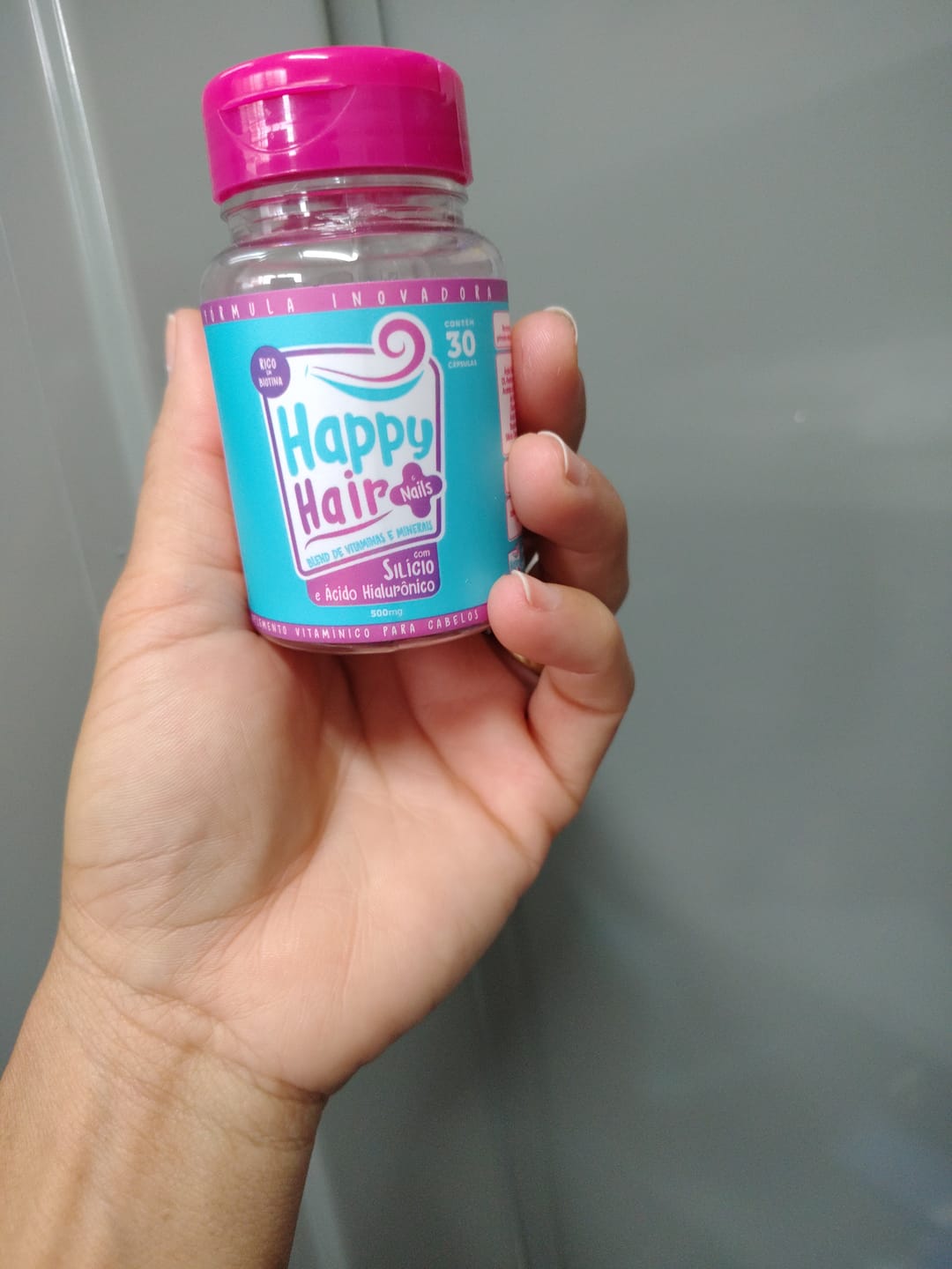 Customer photo review of Happy Hair 3 Potes + 1 Colágeno Grátis