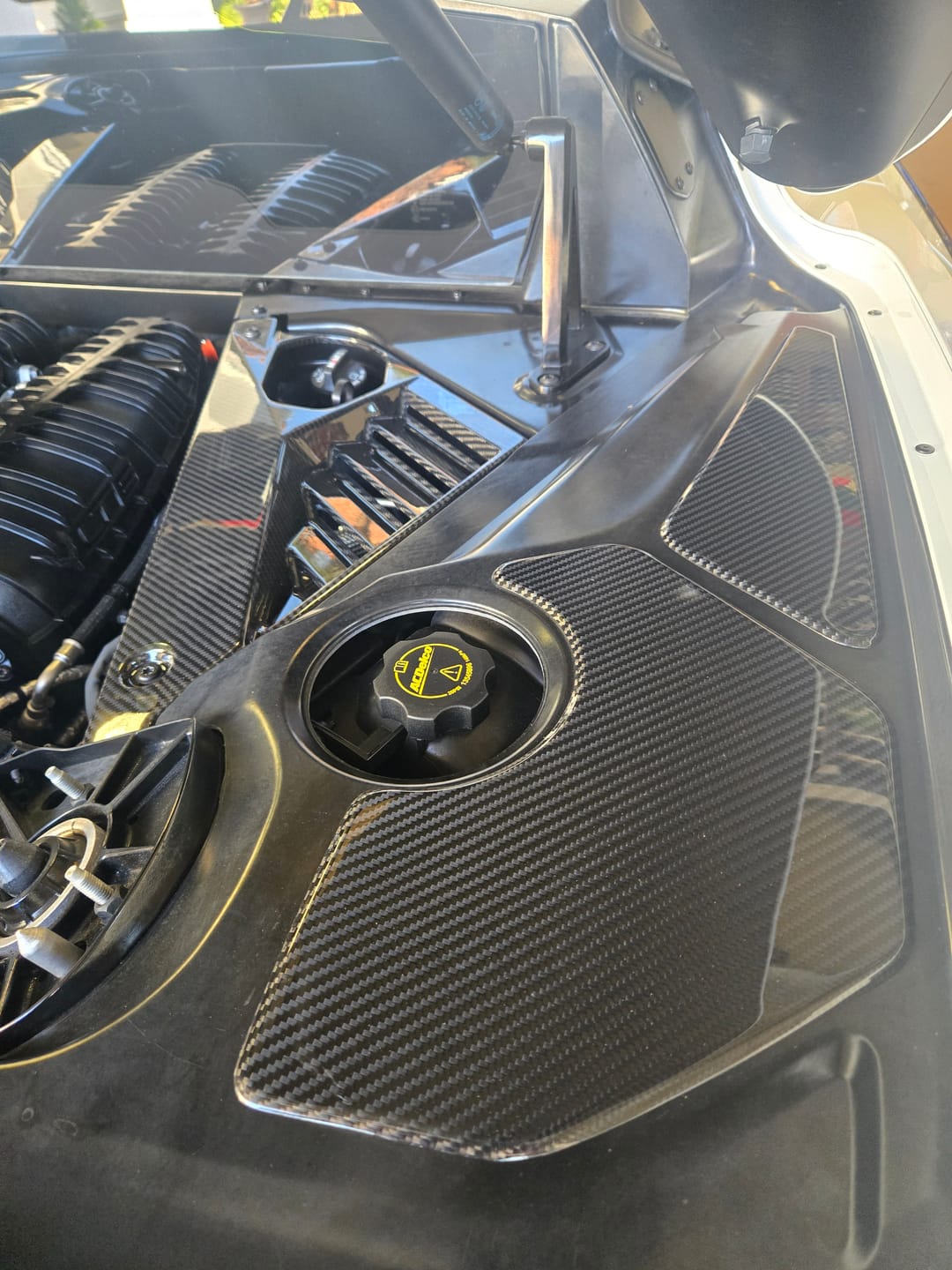 Customer photo review of Corvette C8 Engine Bay DRY CARBON FIBER Panel Accent Covers