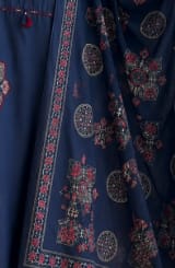 Customer photo review of Pure Cotton Navy Blue Patchwork A-Line Kurta Pant Dupatta Set