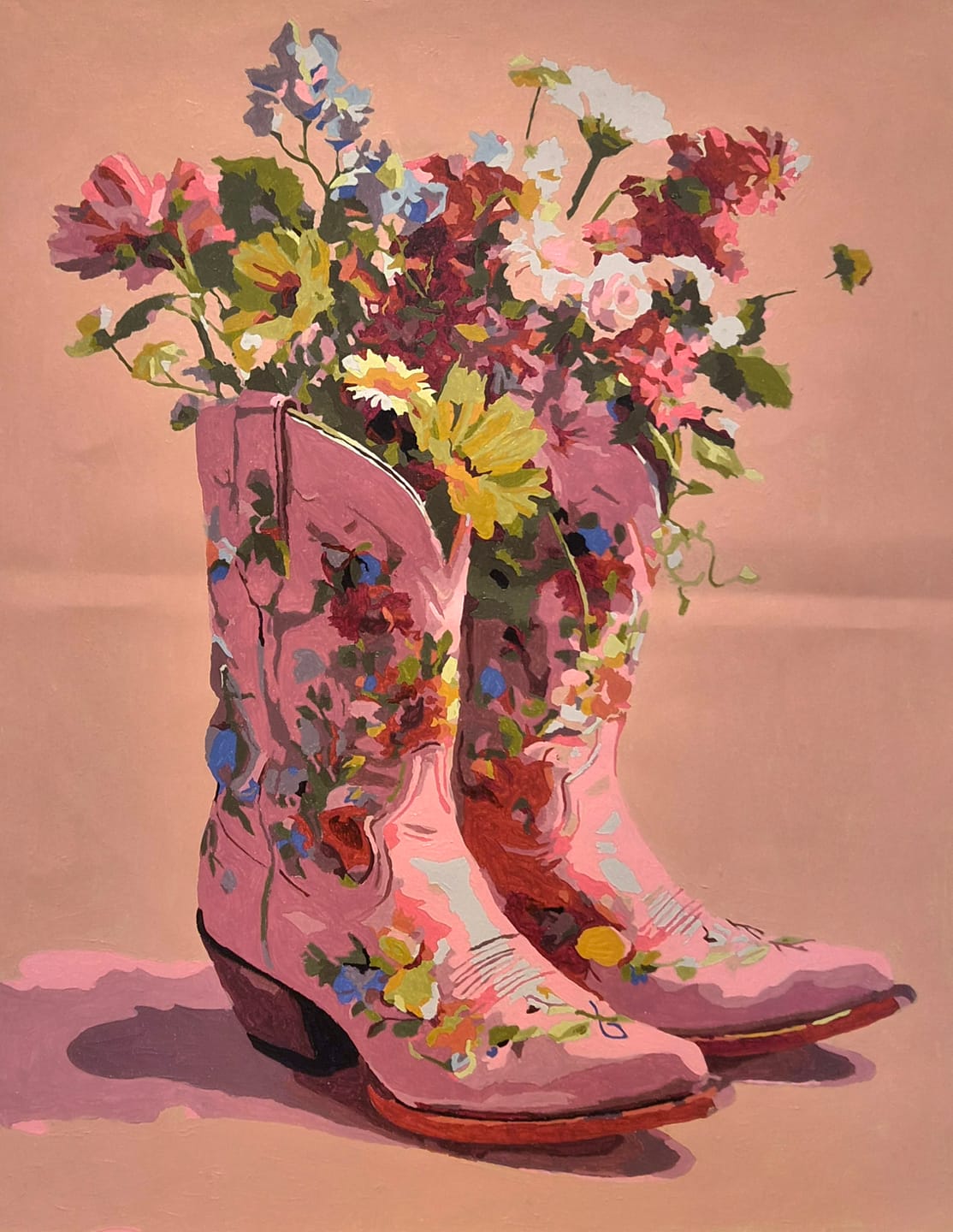 Customer photo review of Cowboy Floral boots | Paint by Number