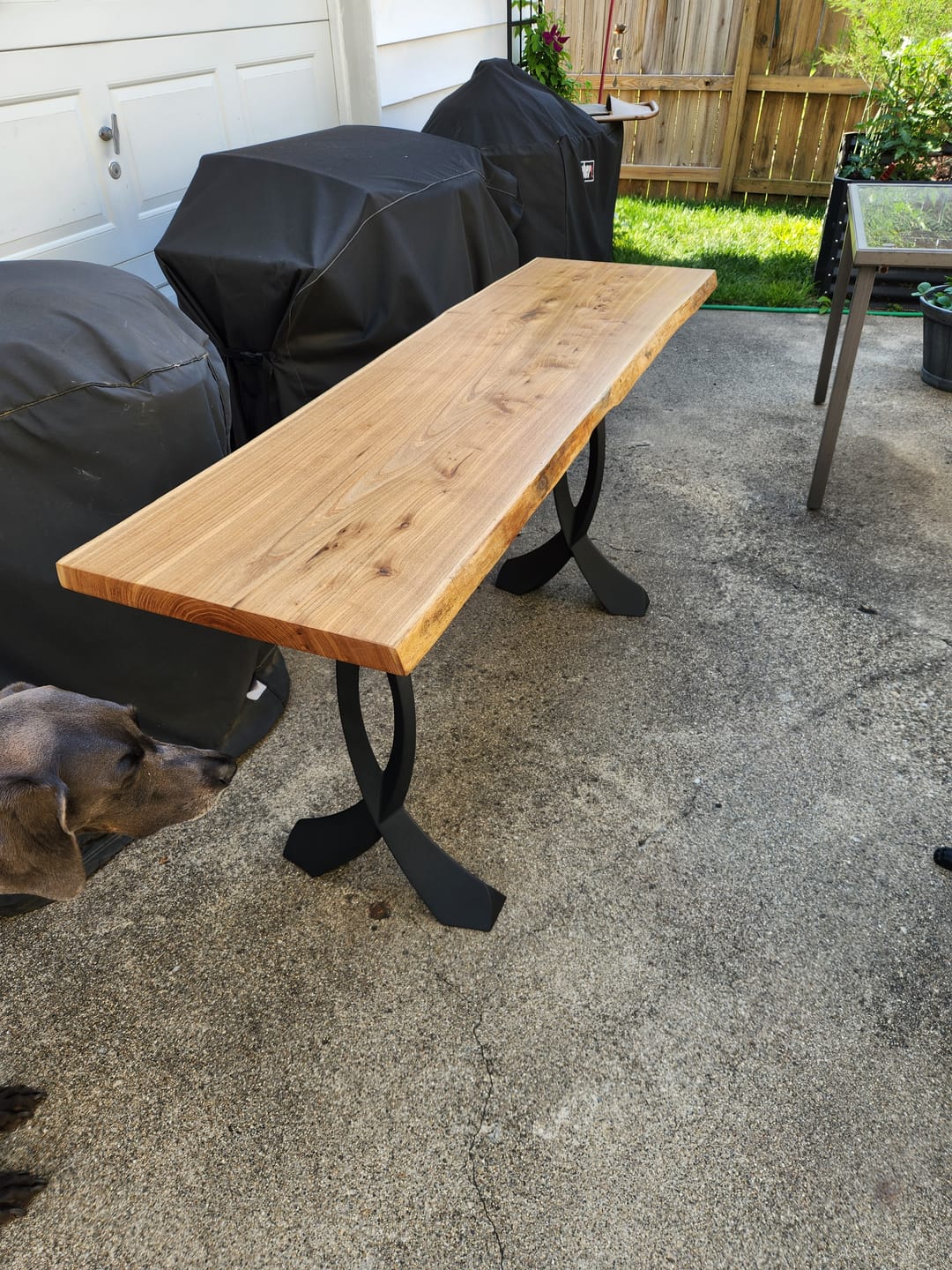 Customer photo review of Console Table Legs 207 Curva 28" H Metal Furniture for Modern Custom Style