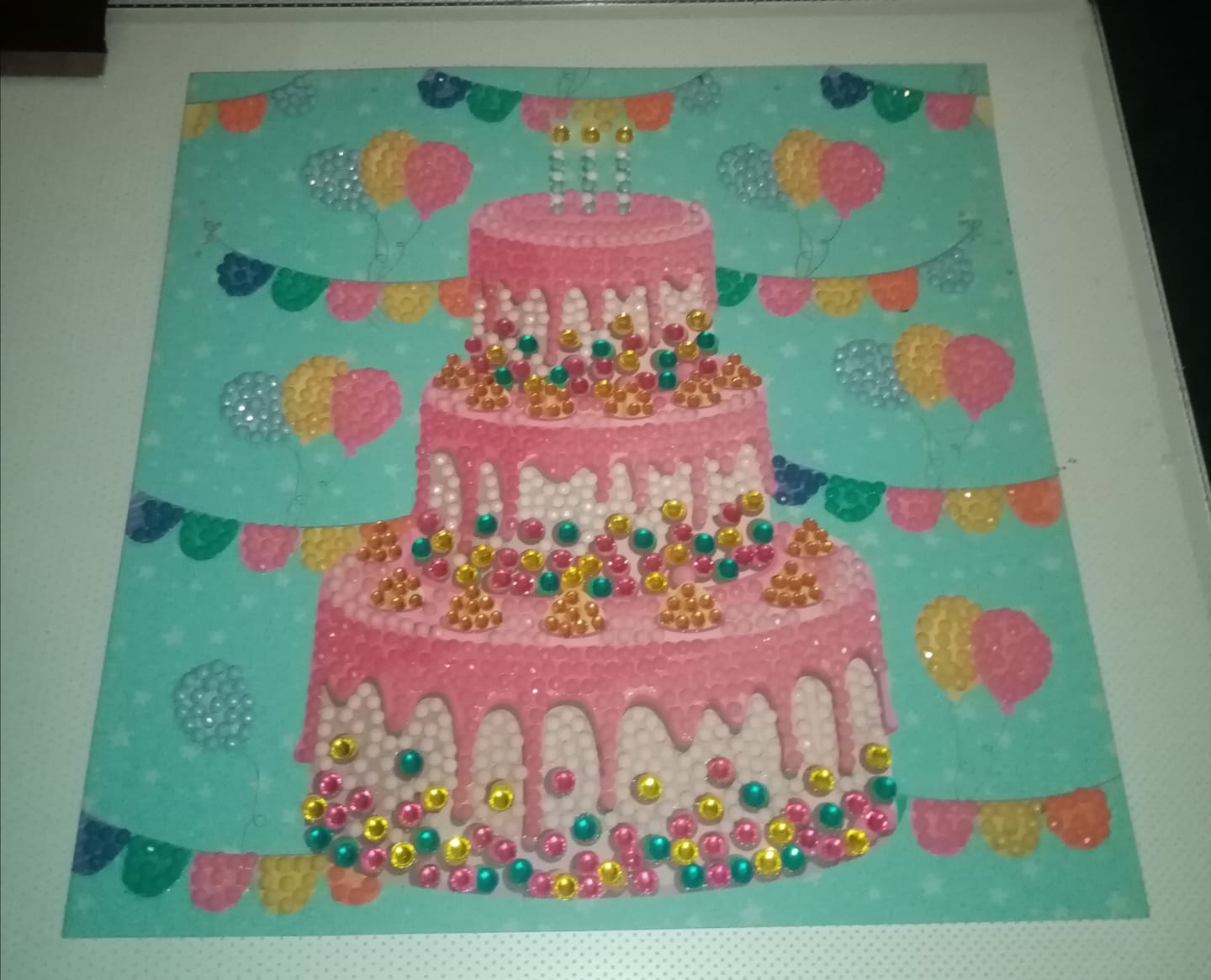 Customer photo review of "Happy Birthday" Crystal Art Card 18x18cm
