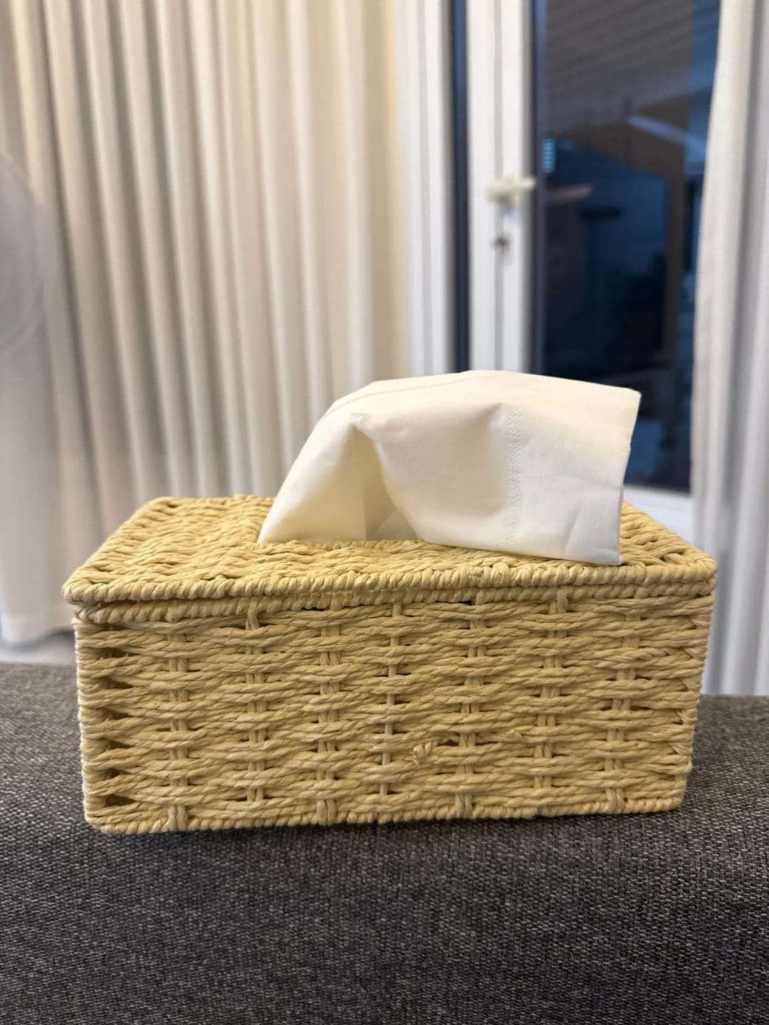 Customer photo review of Handwoven Rattan Tissue Box