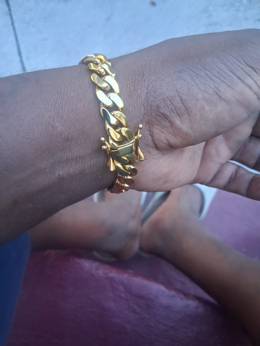 Customer photo review of 10-22mm Solid 18k Gold Plated Miami Cuban Link Bracelet