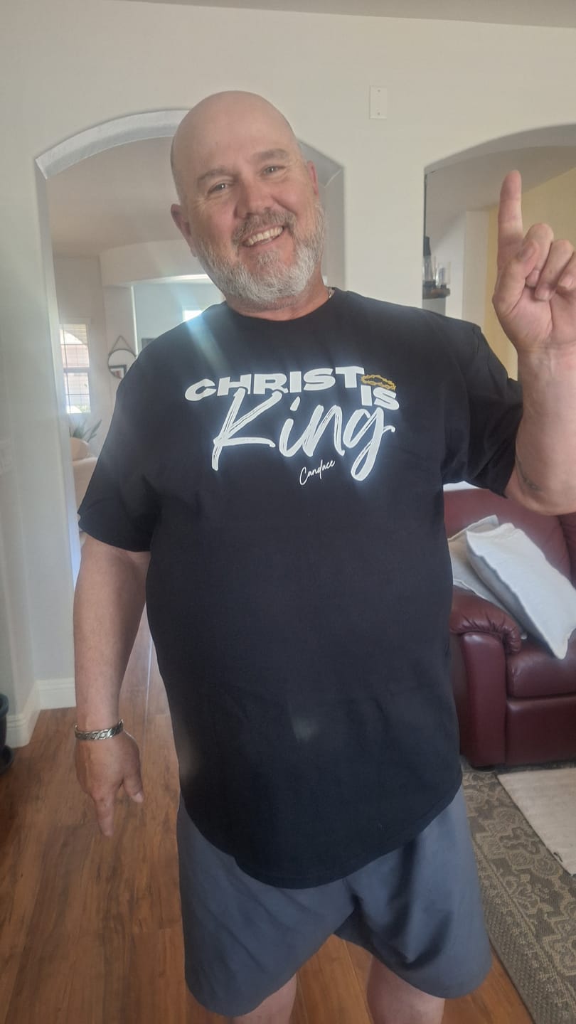 Customer photo review of Christ Is King T-Shirt