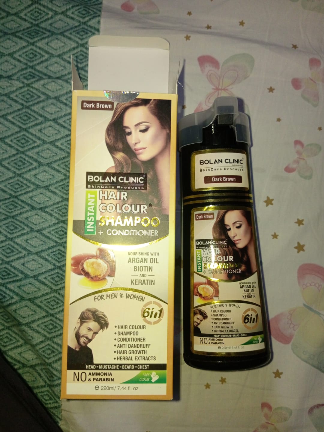 Customer photo review of Instant Hair Color Shampoo In Pakistan + Conditioner (Dark Brown) – Shampoo Hair Dye For Men & Women