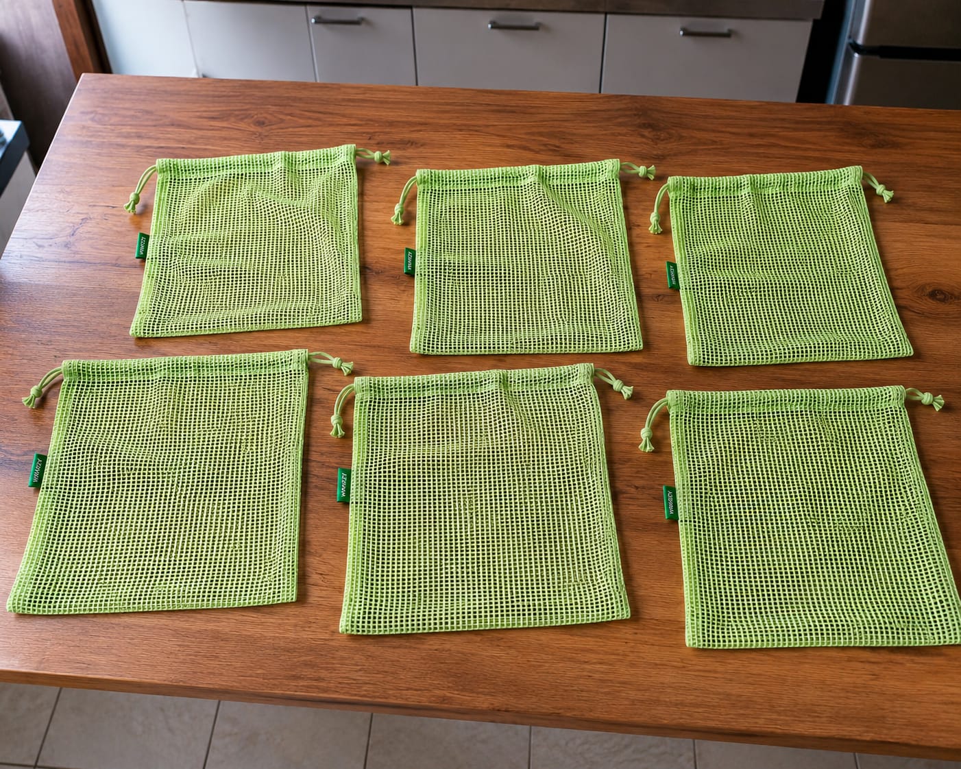 Customer photo review of 100% Cotton Reusable Vegetable Bags for Fridge | Eco-Friendly Drawstring Storage Bags | Washable Breathable Mesh Bag | Multi-Purpose Cotton Mesh | Pack of 6