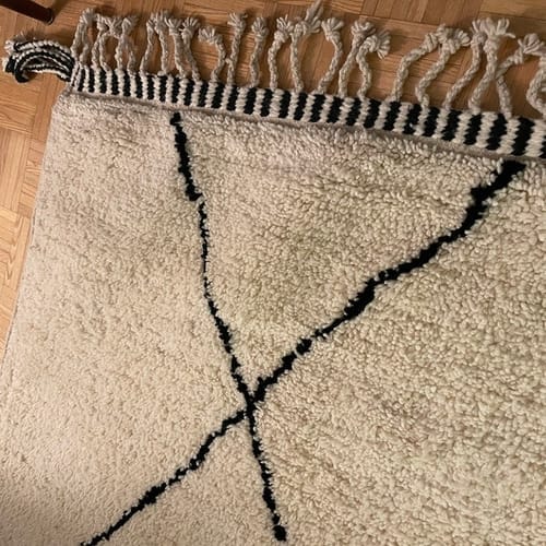 Customer photo review of Custom Beni Ourain Rug | Navy Blue and White Chevron Geometric