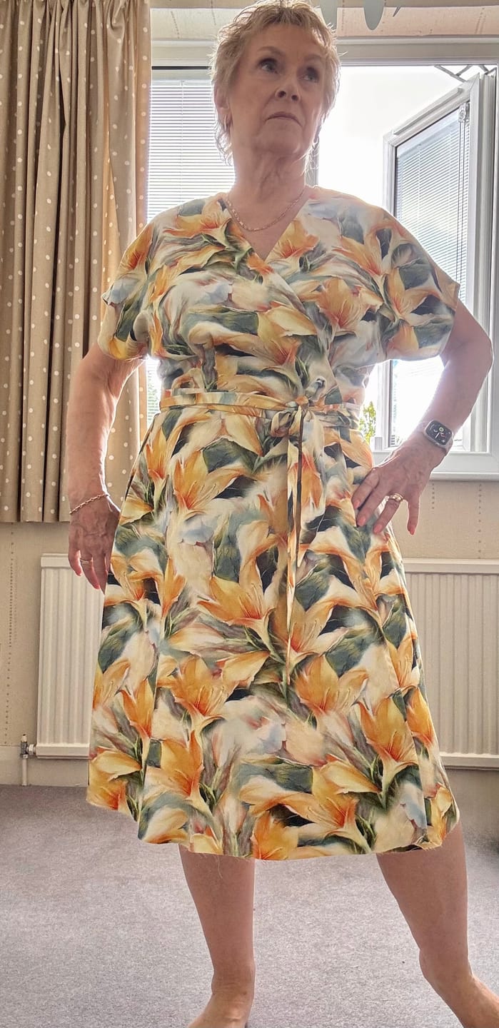 Customer photo review of Flame Lily Viscose Twill Fabric