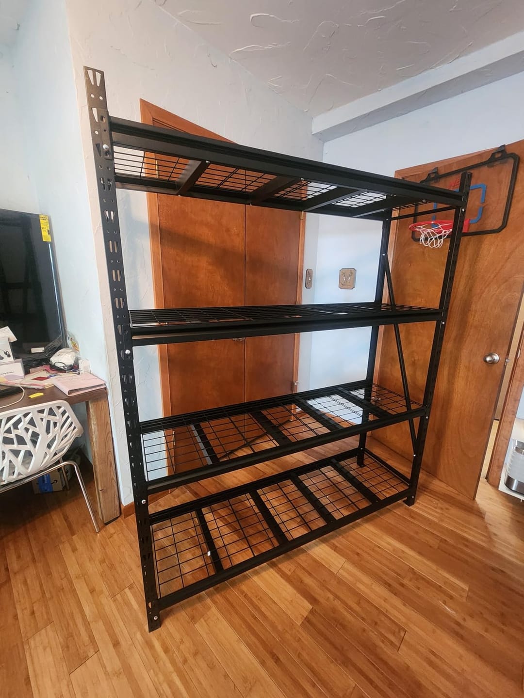 Customer photo review of Reibii 4-Tier Heavy Duty Garage Storage Shelves 3000LBS Capacity 51.5" W x 17.7" D x 72" H Large and durable Adjustable Industrial Metal Shelf System  for Garage,Workshop