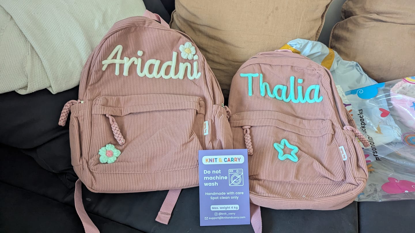 Customer photo review of K&C - Personalized Knitted Backpack